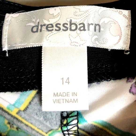 Dressbarn Womens V-Neck Sleeveless Handkerchief Hem Dress Size 14 Green & Purple - Picture 5 of 5